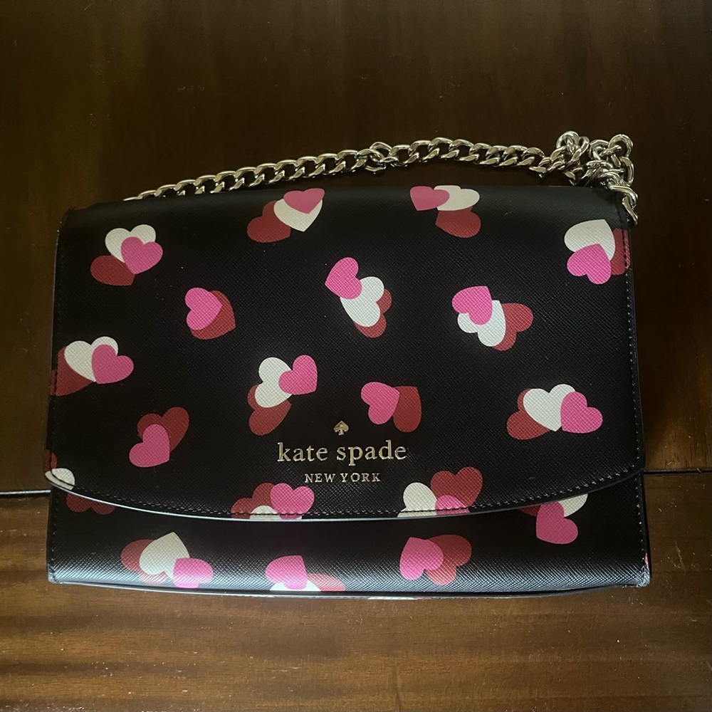 Authentic Kate Spade Heart Small Crossbody with Chain Detail Strap